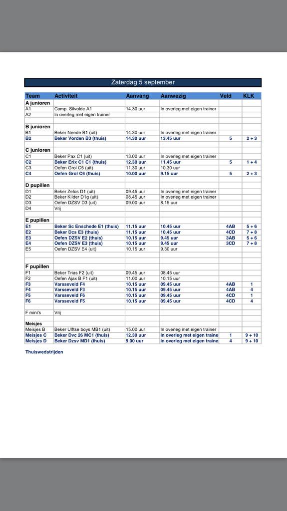 HansBoesveld's tweet photo. Programma jeugd 5 september @SCVarsseveld @JSCVarsseveld http://t.co/vu1tRNVJFH