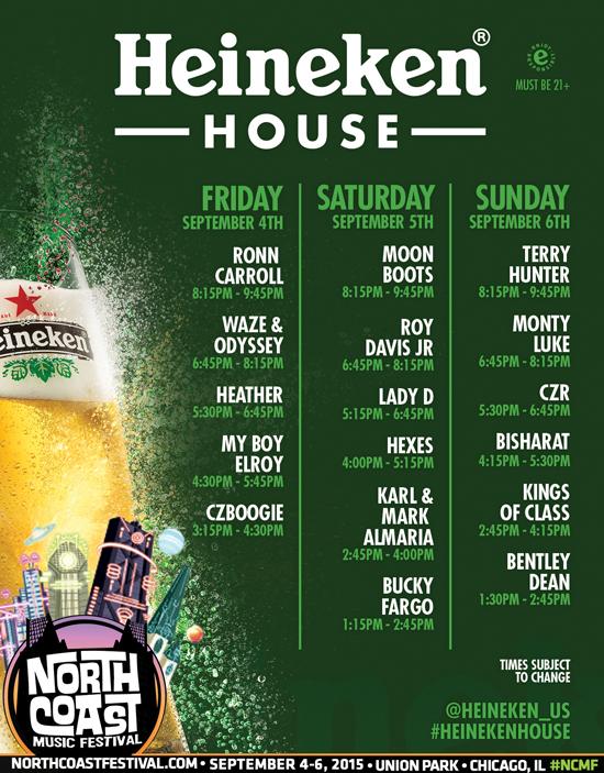 We hope you’re prepared, Chicago. Check out the #HeinekenHouse line-up for #NCMF 2015! <a href="/Heineken_US/">Heineken US</a>