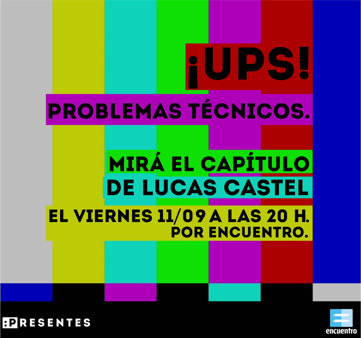 somospresentes's tweet photo. ¡Atención! Capítulo de #LucasCastel reprogramado. Estrena el viernes 11 de septiembre a las 20h por @CanalEncuentro http://t.co/utLVaeyaDq