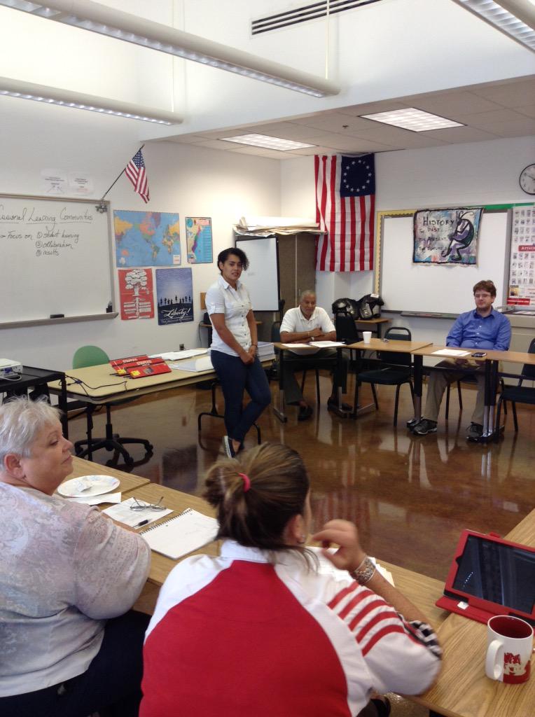 Mrs. Palomo speaking to staff about how awesome twitter is!