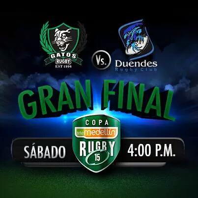 Gran final de la Copa Telemedellin de Rugby 15's <a href="/GatosRugby/">Gatos Rugby Club</a> vs #Duendes . Mañana, sábado, en directo a las 4:00 p.m.