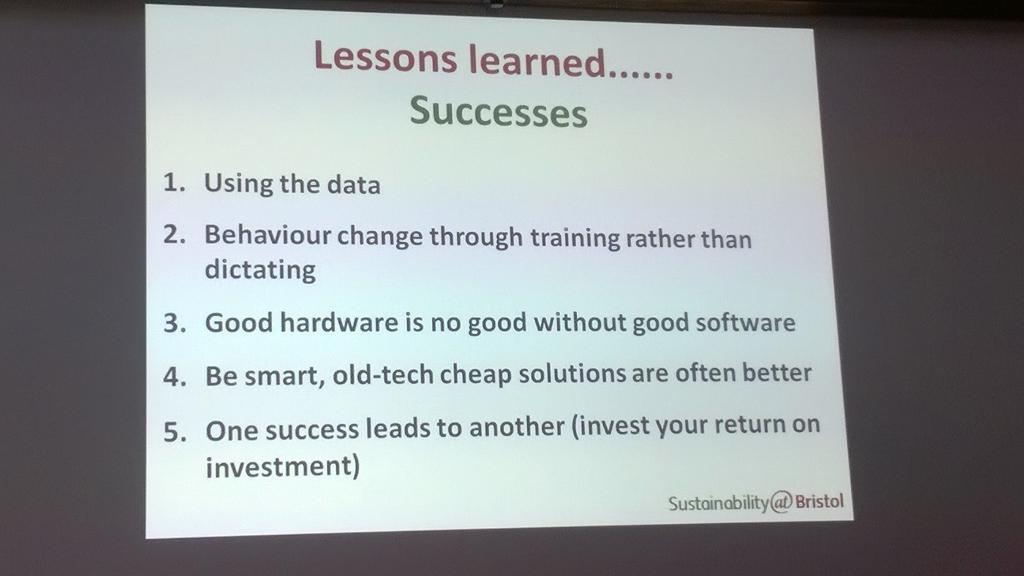 sarajcrofts's tweet photo. Very grateful to Chris from @atbristol for sharing lessons learned about reducing energy use. http://t.co/zzlMlRJd7y