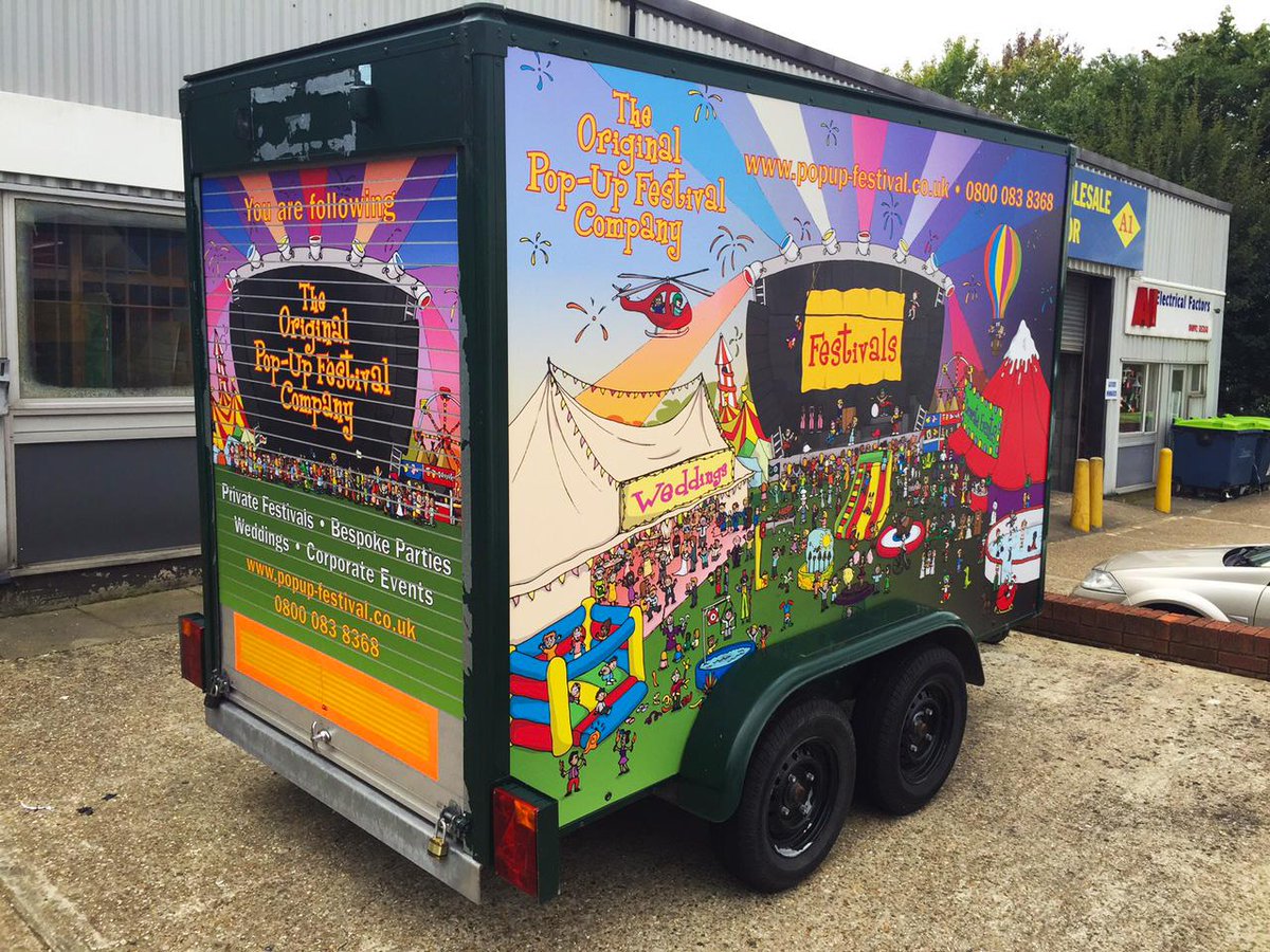OlympicSignsUK's tweet photo. Happy client @Pop_Up_Festival just collected their trailer from us in #TunbridgeWells #Kent new #graphics #signage http://t.co/F4WtX1nPdD