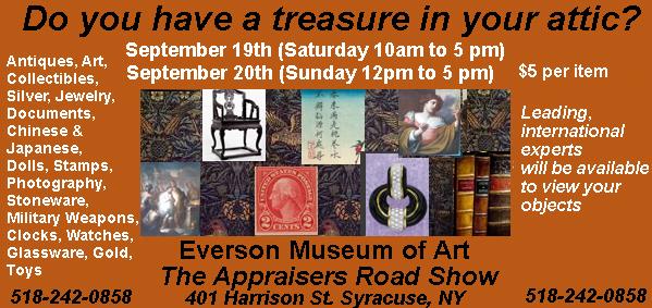 roadshow99's tweet image. #fairmountny Do you have a treasure? -Road Show- Everson Museum, Syracuse 9/19-9/20  goo.gl/L4HTde