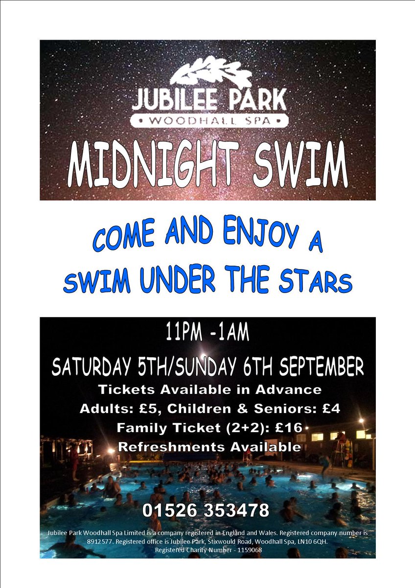 JubileeParkWood's tweet image. #MidnightSwim Sat5th/Sun6th Sept Pre-book tickets @JubileeParkWood Pool reception #DontMissOut #lincsconnect