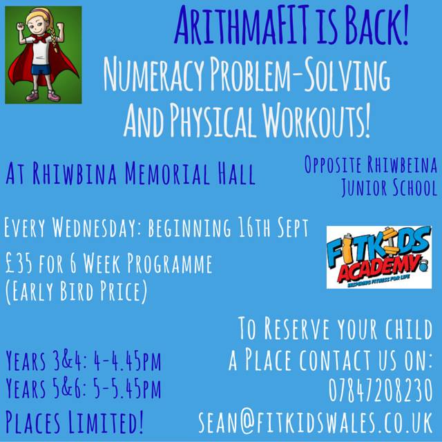FitKidsAcademy's tweet photo. AirthmaFIT is back this September! Maths problem-solving + physical workouts = superFIT whizz kids!#FitFam #Cardiff http://t.co/DEjQSpLzqI