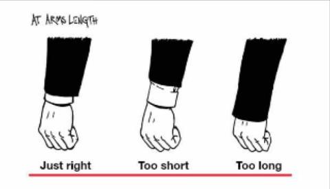 mans_code's tweet image. Never wear a suit too short or too long. There should be 1/4-1/2&quot; showing of dress shirt at the wrist.