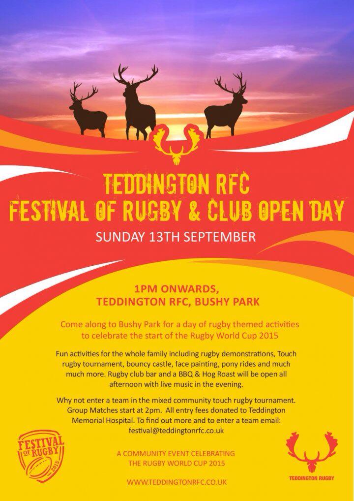 So looking forward to being part of teddington's festival of rugby next Sunday. Come see us &amp; say hi!