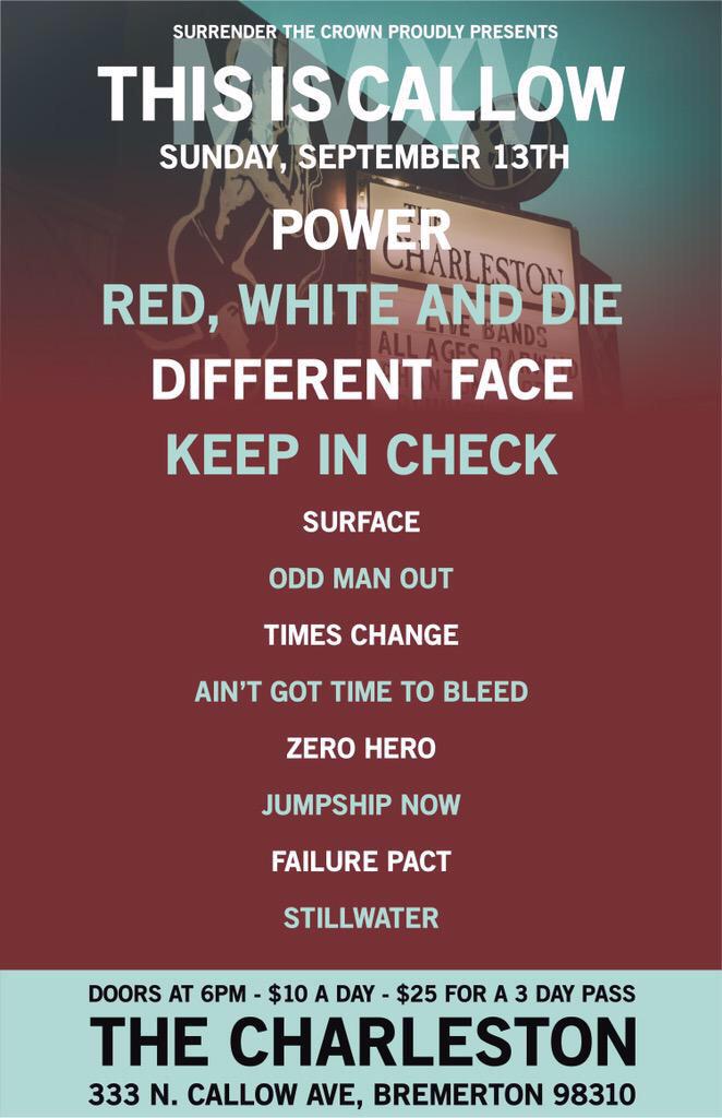 Day 3 of <a href="/thisiscallow/">This Is Callow</a> Sept 13th come out and mosh!