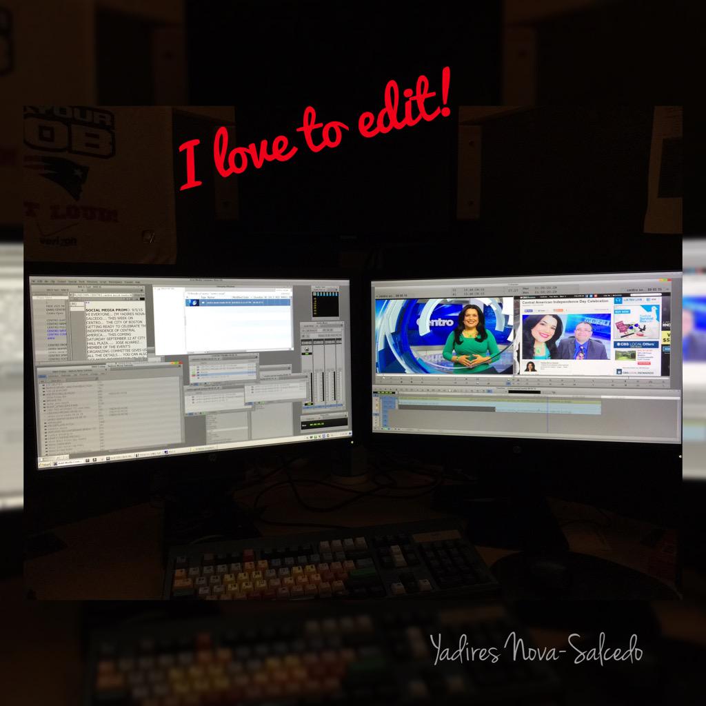 YadiresNS's tweet photo. Editing my weekly promos for Centro! #centro #centroextra #wbz #wbztv #ilovemyjob #ilovetoedit #editmode #editing http://t.co/kVBg7G72Dd