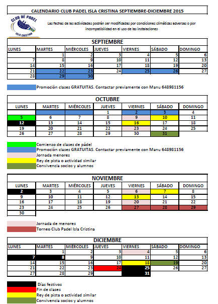 Clubpadelisla's tweet photo. INFORMACIÓN DE LA NUEVA TEMPORADA DE PÁDEL 2015/2016 Inscripciones 648981156 o en SMD Isla Cristina http://t.co/Y5Zzzw3xUY