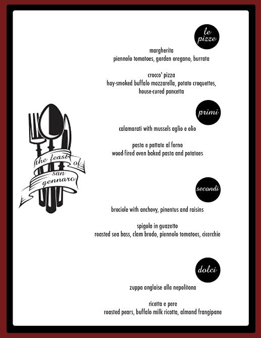 Join us on Thursday Sept.17th for our San Gennaro dinner with guest Chef <a href="/Joe_Cicala/">Joe Cicala</a> Call  today 215.763.0920