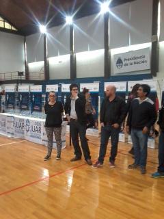 Las autoridades de los Juegos Universitarios Argentinos 2015, a punto de dar el cierre al evento.