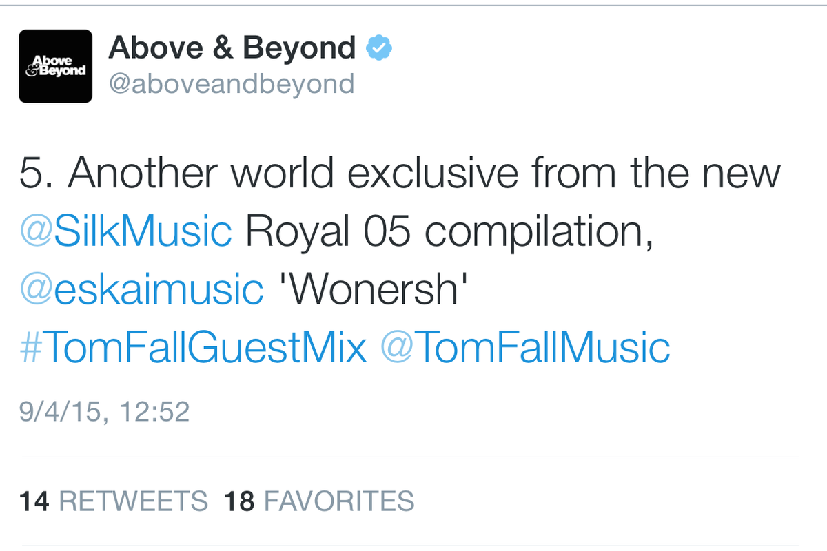 kanafchian's tweet photo. Screenshotted to celebrate the occasion. Thanks @aboveandbeyond and @TomFallMusic ! Will be uploading a demo soon. http://t.co/SCIYPEQ7sy
