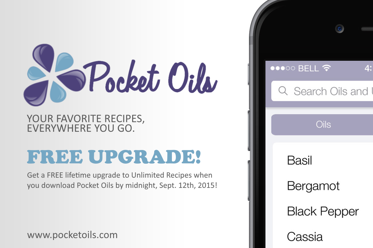 Free lifetime upgrade to unlimited recipes when you download pocket oils before midnight September 12th! #pocketoils