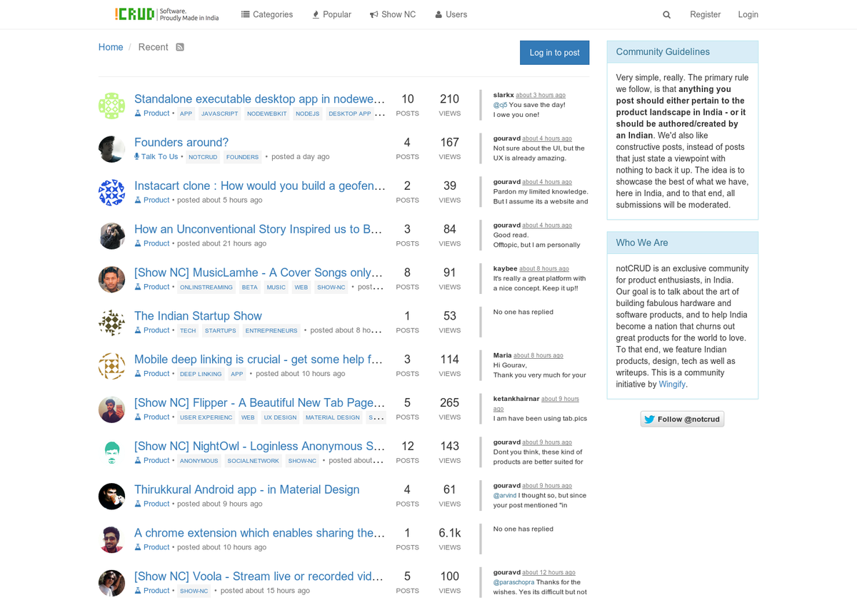 ProductHunt's tweet photo. notCRUD: An exclusive community for product enthusiasts in India.  http://t.co/xb5vw53qh7 via @neerajt4 http://t.co/va0TzK0Ofk