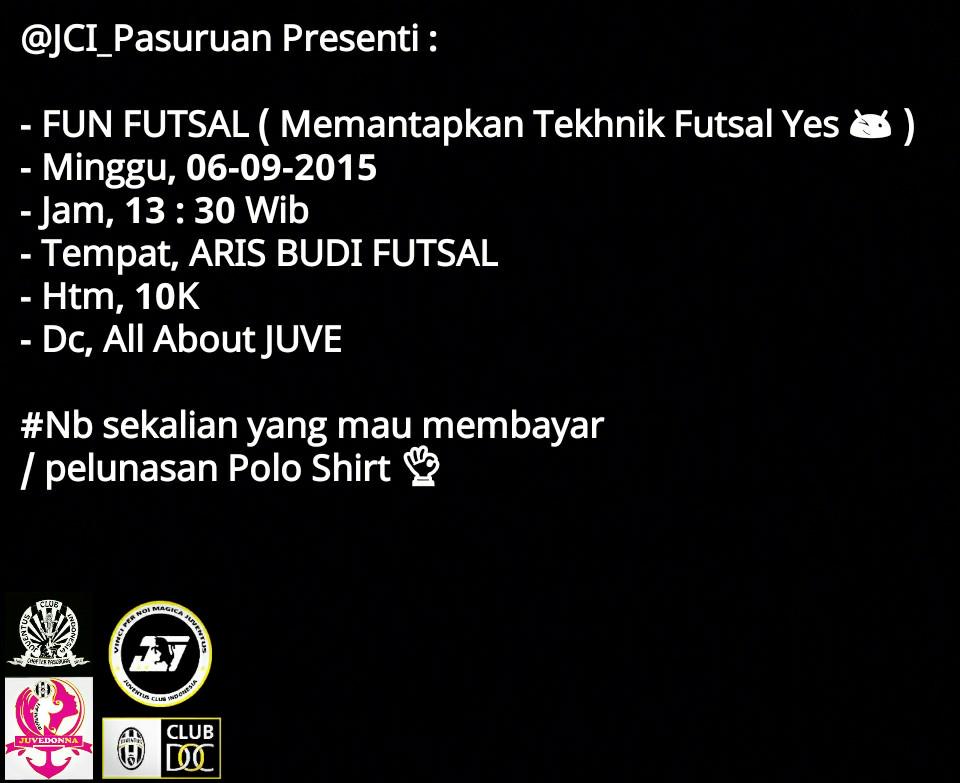 JCI_Pasuruan's tweet photo. #Attenzione
Yuk hari minggu besok ... 👊
Futsalnya biar tambah #aJeep 🙌👌
Ramaikan.... yes http://t.co/fFeE1a9B7O