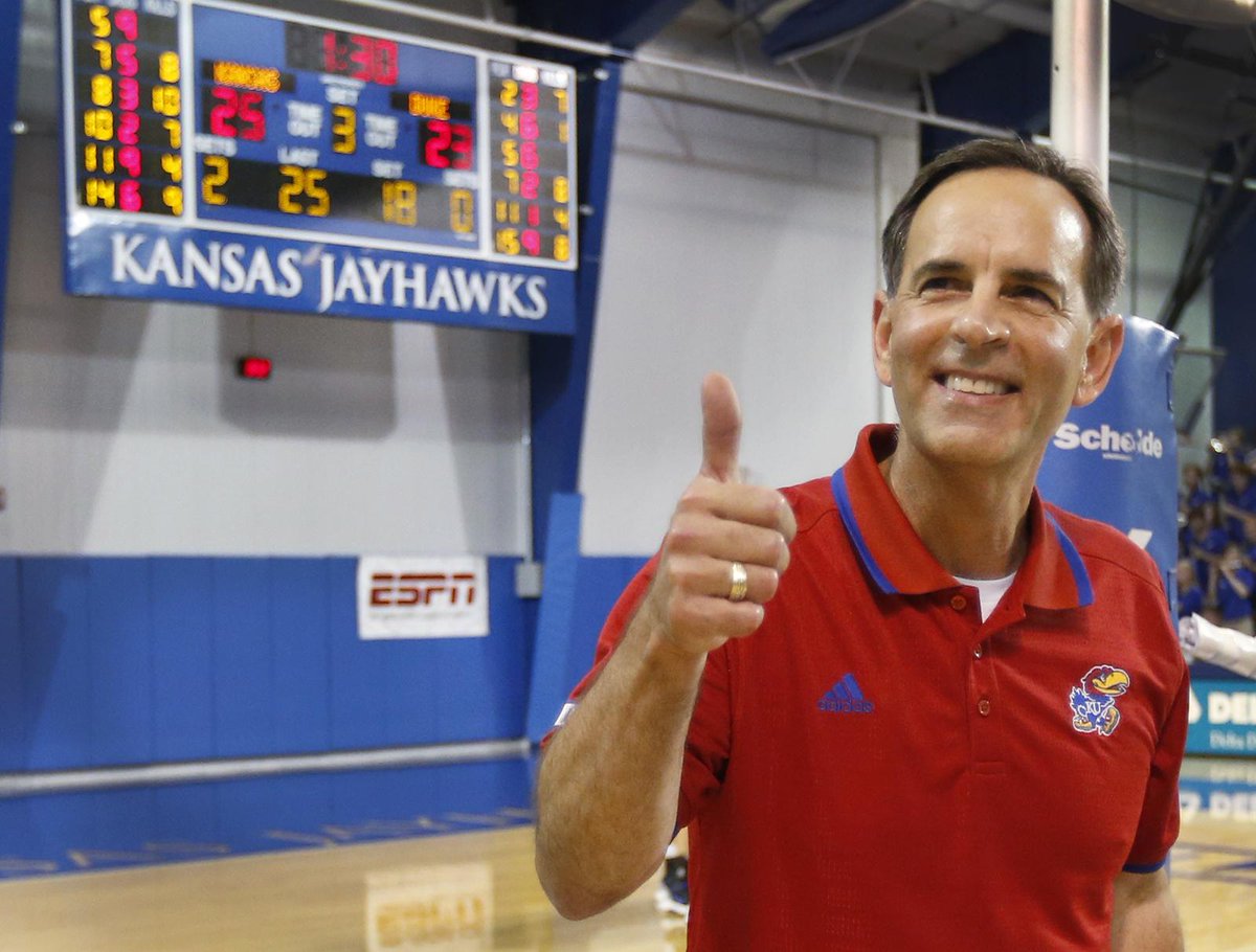 KUVolleyball's tweet photo. Victory over Duke gives Ray Bechard his 300th KU coaching victory. Gallery: http://t.co/t8py4RENpB #Unprecidented http://t.co/rsG9tVSGRG