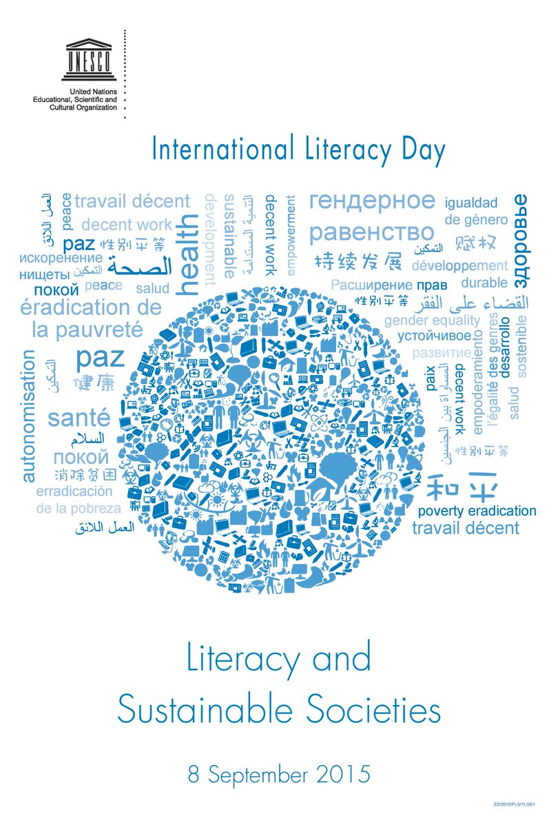 UN's tweet photo. Tuesday is Intl #LiteracyDay. Literacy is key for a sustainable future: http://t.co/KnK6D3TGEY #action2015 http://t.co/zcAE70FW24