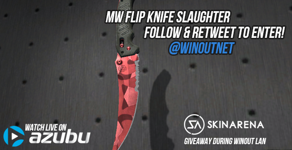 WinOutNET's tweet photo. Follow &amp; RT us and @SkinArenaCS to win this beautiful MW Flip Knife Slaughter at the end of matches today! @AzubuTV http://t.co/0FJTBSEE8p