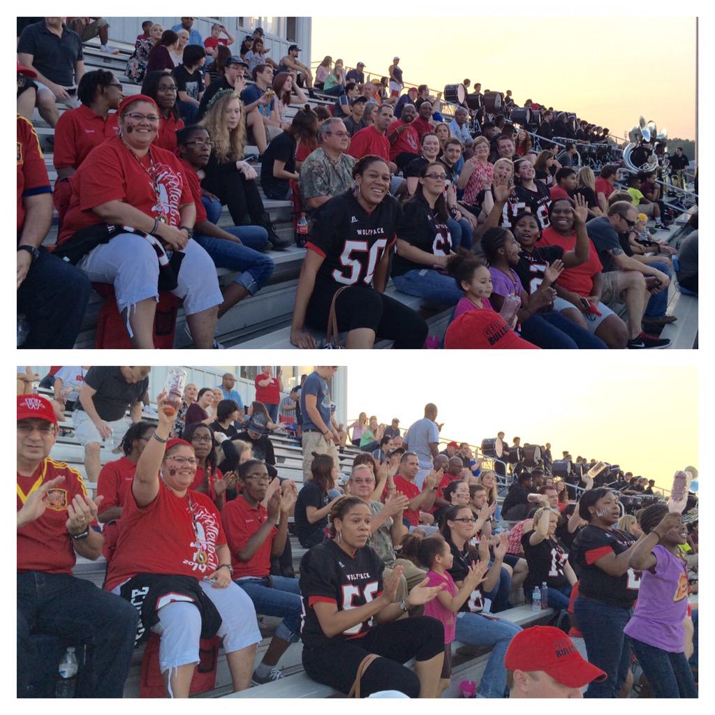 DHS_Stevenson's tweet photo. WHS Faculty cheering on the Pack at #theDen 🐾🎉🏈 where are the students though?? 😜 #WeveGotSpiritHowBoutYou #GoPack http://t.co/8NvnDoiyL9