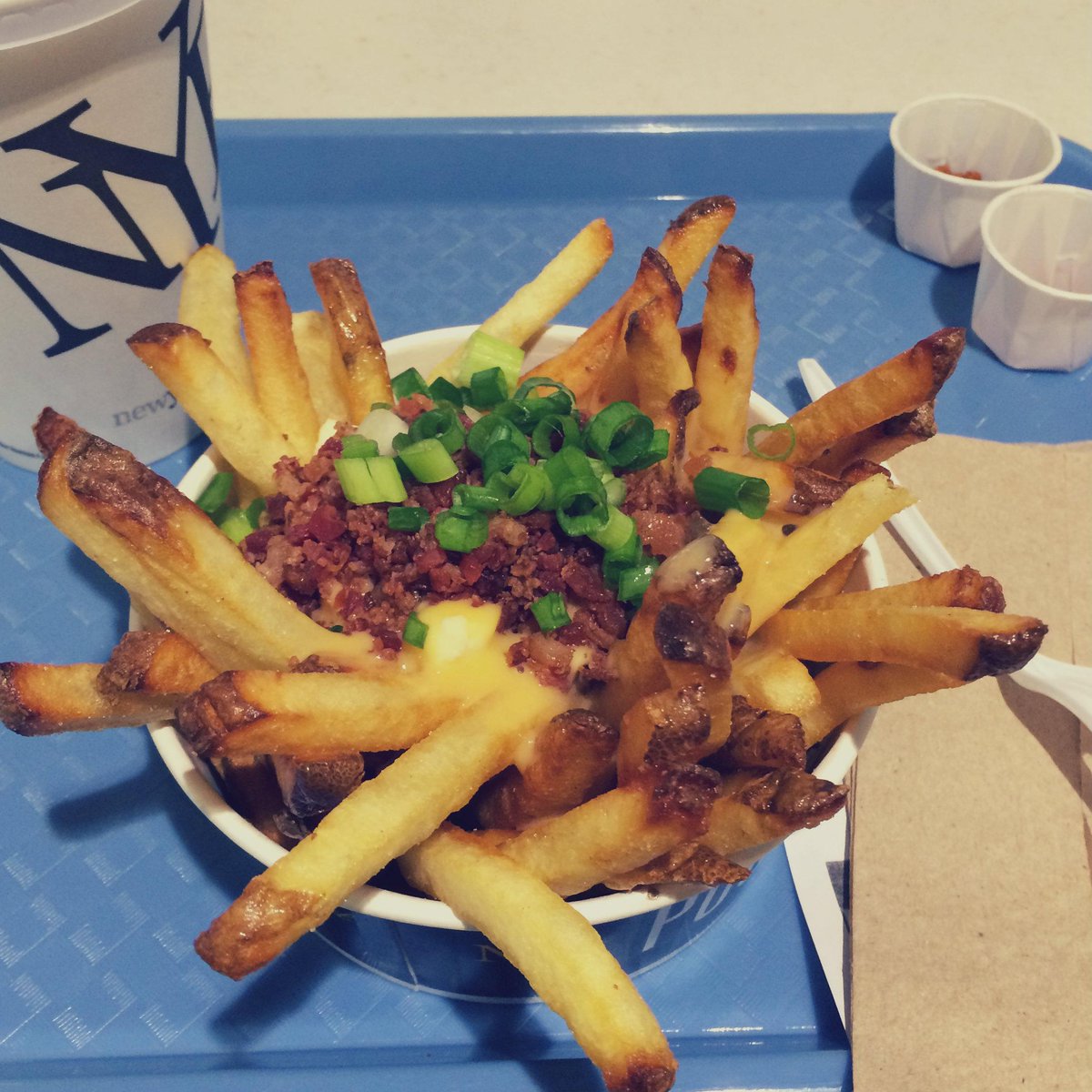 CFOXvan's tweet photo. #ThisIsOurWorld is coming up! $100 to @NewYorkFries could be yours. This MY #BaconDoubleCheesePoutine from lunch.-JB http://t.co/SdoYuByQdn