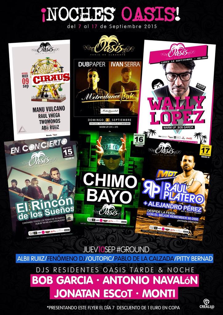 FERIAOASIS's tweet photo. Noches Zona Oasis!!!💚
Del 7 al 17 sep. os esperamos para liarlaaaaaa parda!!
💞💞💞 http://t.co/413zX4PBo6