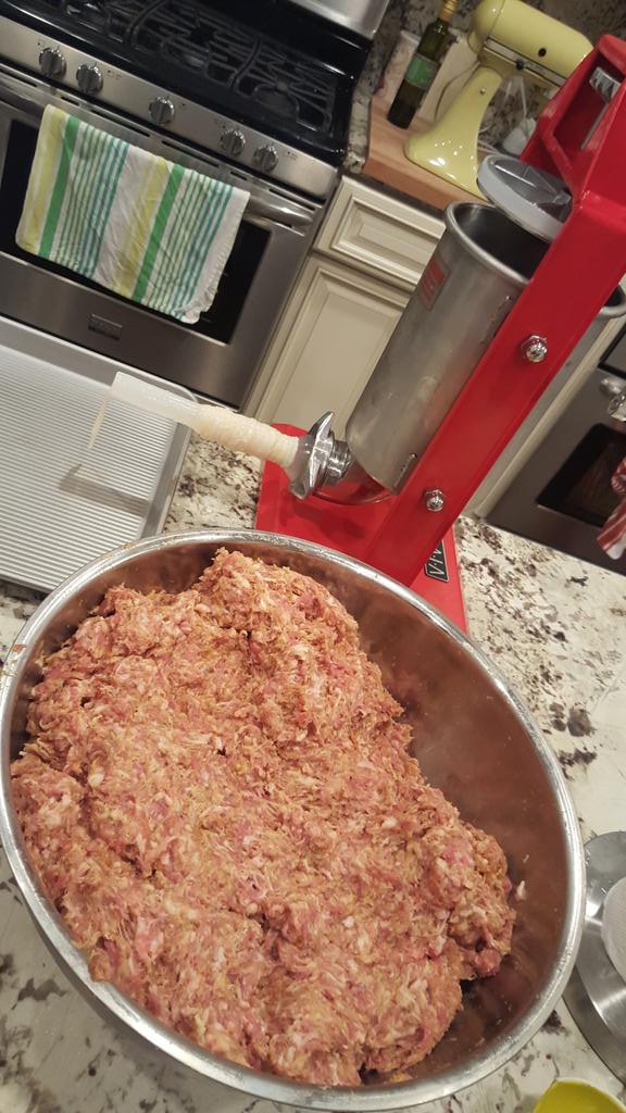GoodTuckn's tweet photo. Italian #sausage making happening tonight! Preparing for the big fantasy football party on Sunday. #GoodTucknSausage http://t.co/YRilbLNLIT