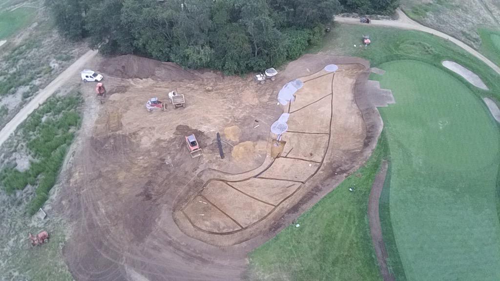 minko_golf's tweet photo. #Garden City GC #Middletown Sprinkler @minko_golf @MikeTilleli  drainage and stone for billy bunker now. http://t.co/o8ynvMKzxU