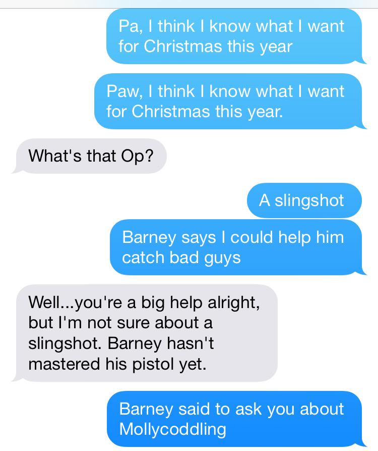 ModernTAGS's tweet photo. Opie and Andy text convo. http://t.co/qvf2OEzKR6