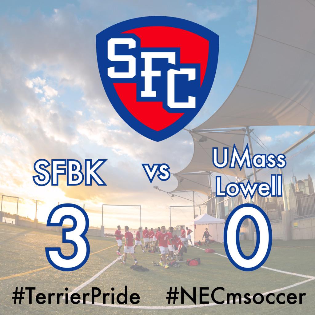 SFBKsoccer's tweet photo. The Terriers explode for 3 goals and down UMass Lowell in their 2015 home opener! #TerrierPride #NECmsoccer http://t.co/6xKvpsOi9b
