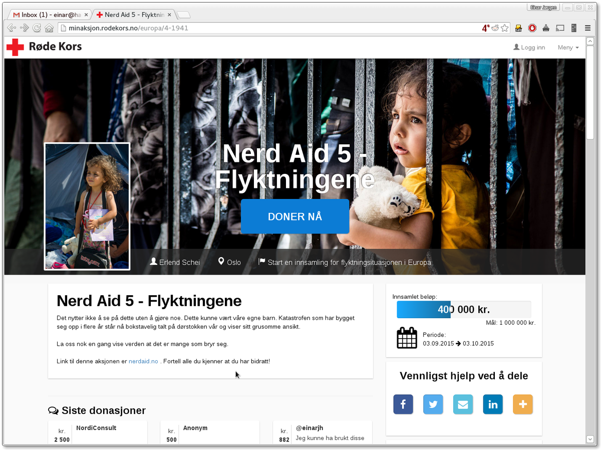 einarjh's tweet image. Perfekt timing på avrundingen min, #NerdAid landet akkurat på 400K blank. Score! nerdaid.no