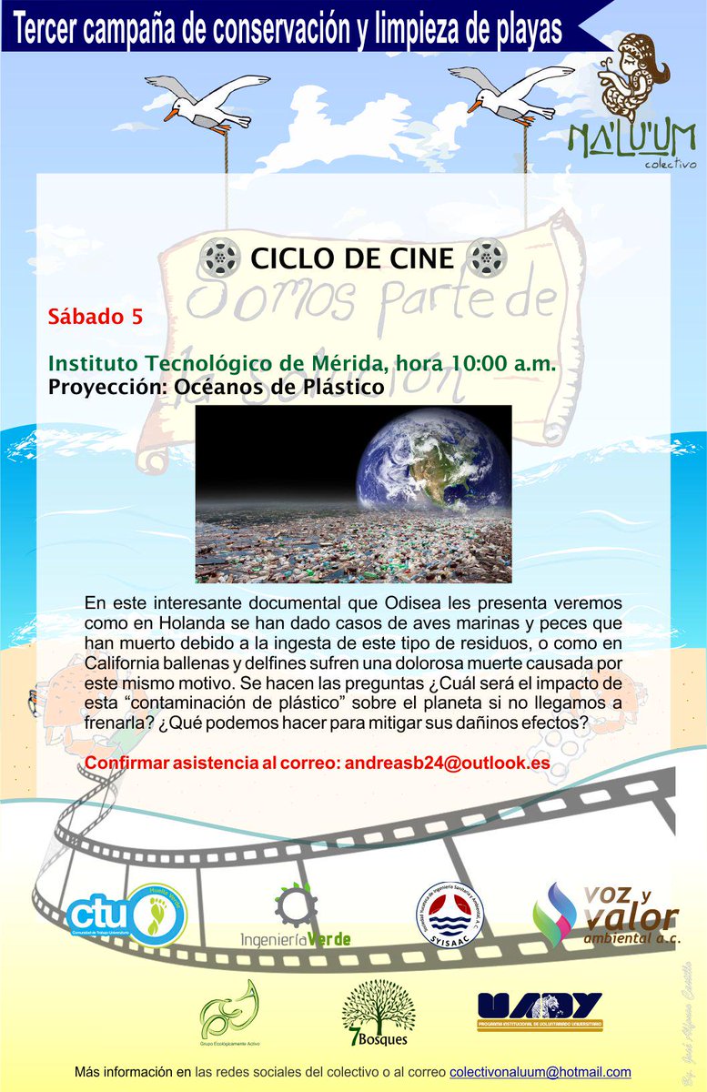 GEAmov's tweet photo. #HoyEnMerida "Océanos de plástico" 10 am, Instituto Tecnológico de Mérida #CineForo #Cine #Pelicula #CicloDeCine http://t.co/1rKGeDdXEG
