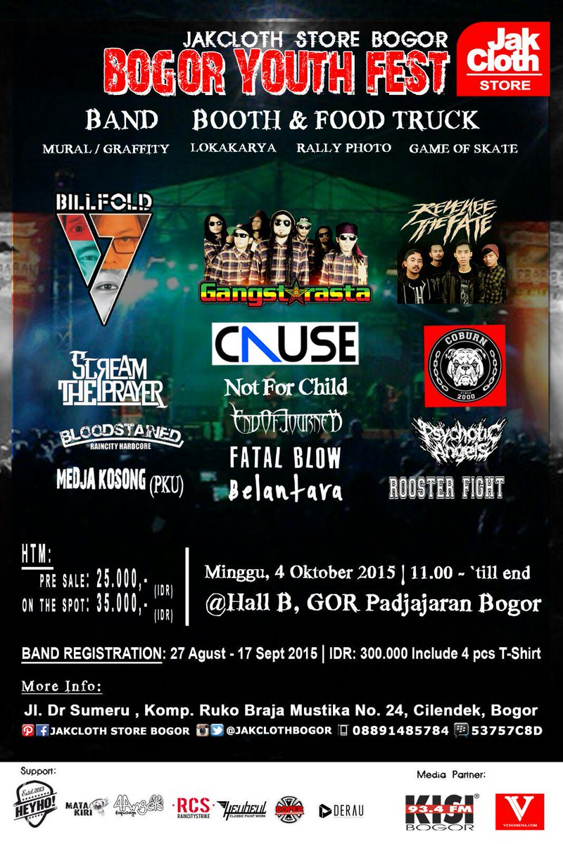 BOGORYOUTHFEST <a href="/CAUSEofficial/">Cause</a> <a href="/derauID/">DERAU</a> <a href="/ROOSTERFIGHT_HC/">ROOSTER FIGHT</a> <a href="/psychoticangels/">Psychotic Angels</a> <a href="/NFC_RAINCITYSKA/">notforchild</a> <a href="/JakclothBOGOR/">Jakcloth Store BOGOR</a> @KisiFmBogor