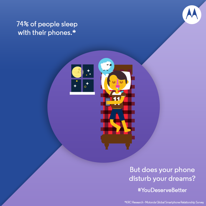motorolaindia's tweet photo. Does your phone continue to interrupt your sleep? Get into a better mobile relationship soon. #YouDeserveBetter http://t.co/sIdZHc2mIM