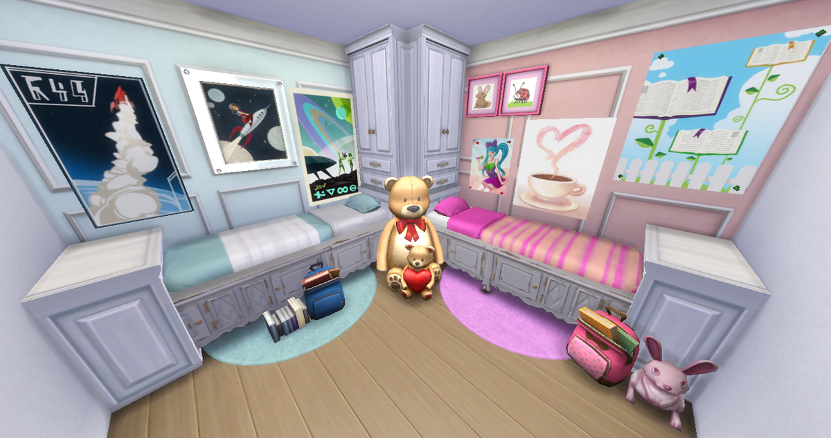 ChainSim's tweet photo. Showcase Ideas - Girl n Boy shared bedroom #Sims4 #ChainSim @TheSimCommunity http://t.co/LuDNbhNJki