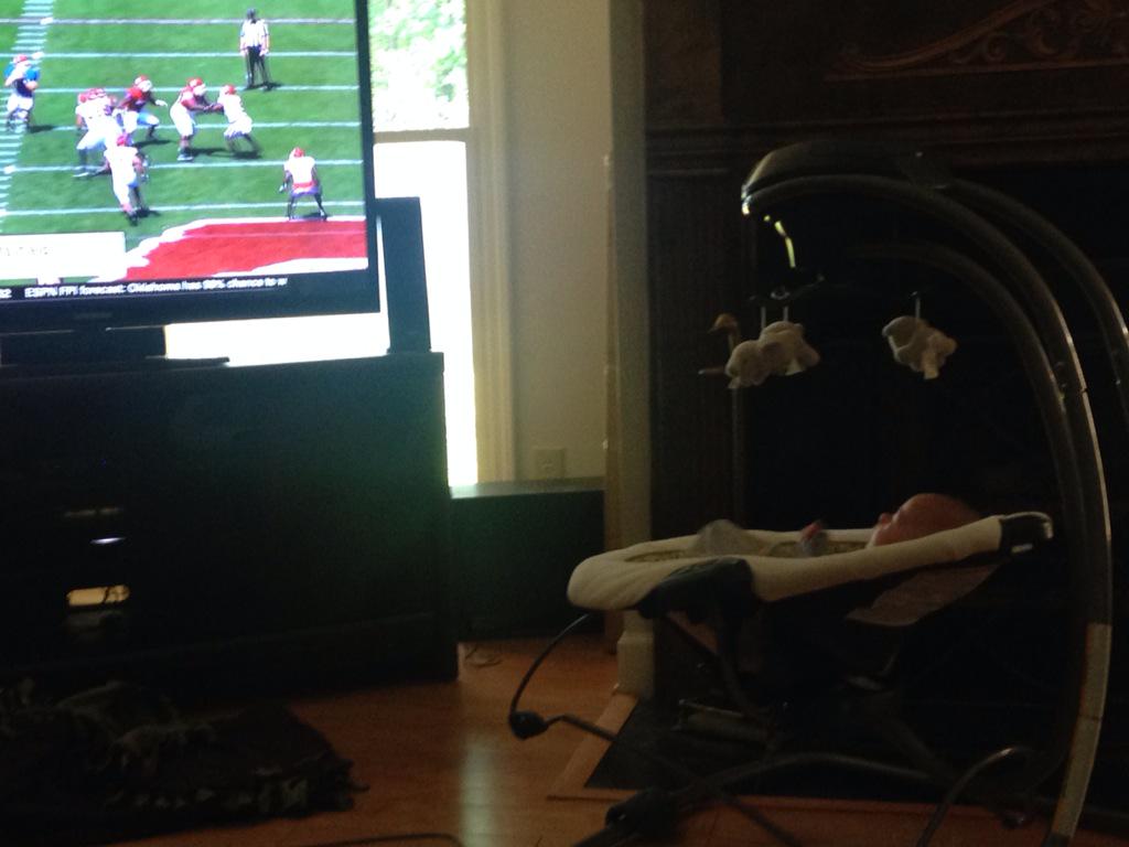 BabyFikes's tweet photo. Mommy is showing me the ropes of my first college football Saturday! Gameday baby! #RollTide @TheBrianFikes http://t.co/UqNdGGaqZP