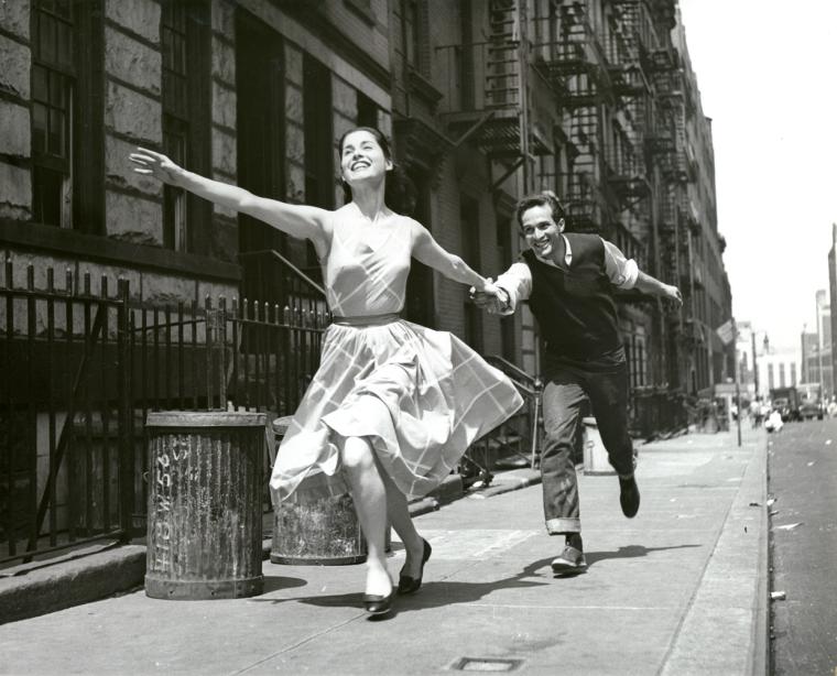 Happy birthday to Carol Lawrence, here as Maria (w/ Larry Kert) in a promo shot for \"West Side Story,\" 1957 