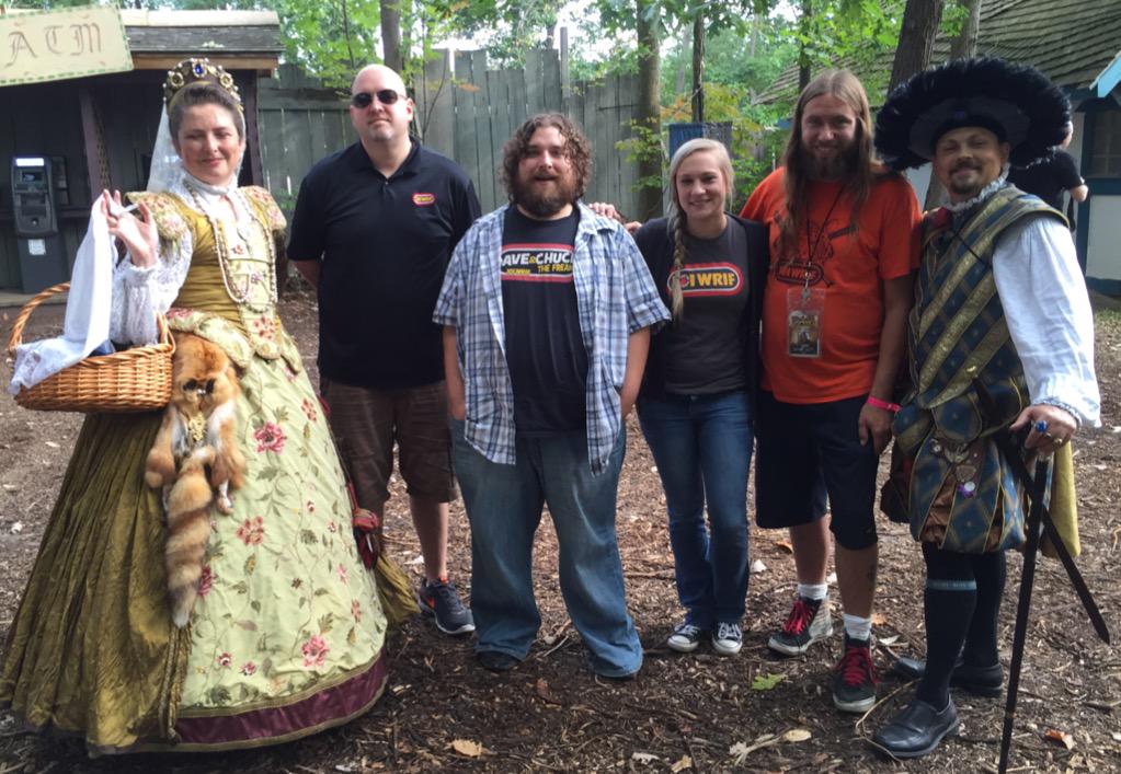 MarkandAndyWRIF's tweet photo. We're broadcasting live at the @michrenfest! Come by, say hi &amp; meet the queen! http://t.co/IiOqR1zkS9