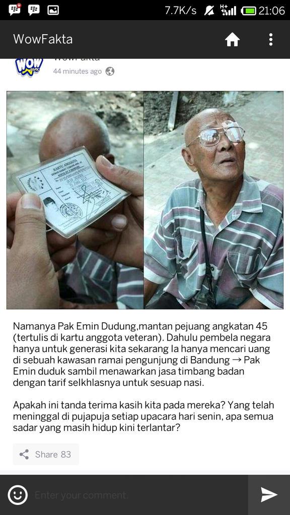 Bdg sudah banyak taman yang terawat, apakah sudah banyak pula veteran di bdg yg terawat ?<a href="/ridwankamil/">Ridwan Kamil</a> <a href="/infobdg/">BANDUNG ᮘᮔ᮪ᮓᮥᮀ</a>