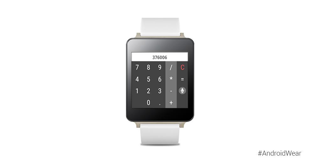 Android's tweet image. Divvy the bill or add up groceries on your wrist w/ Calculator for #AndroidWear #WeekendWear goo.gl/qAH0Hi