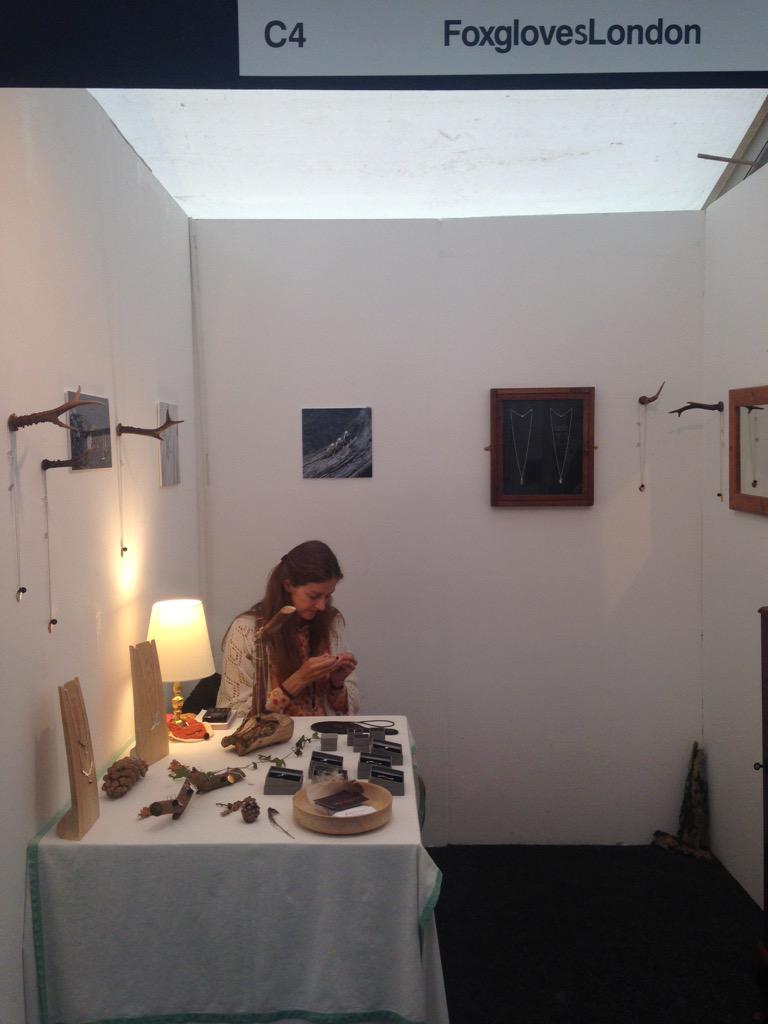 SalisCraftFest's tweet photo. @FoxglovesLondon working hard making lovely jewellery on stand C4 #SalisburyCraftFest http://t.co/U7vMSds4BE
