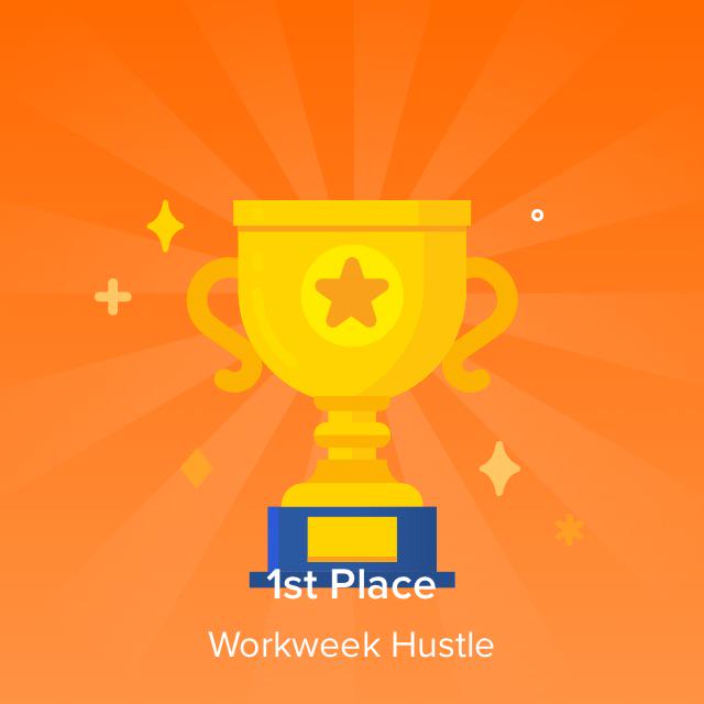 workinwithclass's tweet image. Check out my trophy for getting first place in the Workweek Hustle challenge! #Fitbit