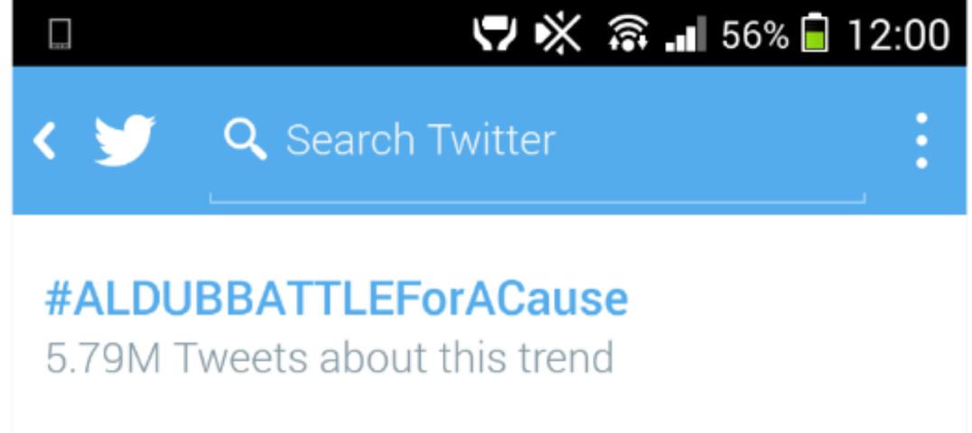 somethingtodo4u's tweet photo. We Reached 5.79Million Tweets! WOW! @mainedcm @aldenrichards02 <3
@EatBulaga thanks for ALDUB
#ALDUBBATTLEForACause 
 http://t.co/sZDBnJ8g5X