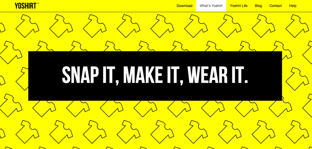 StartupBunny's tweet photo. YOSHIRT : Snap it, make it, wear it. http://t.co/Yk7dtFOlxx @yoshirtinc #startups #apps #Tshirts http://t.co/wom8OvAwqV