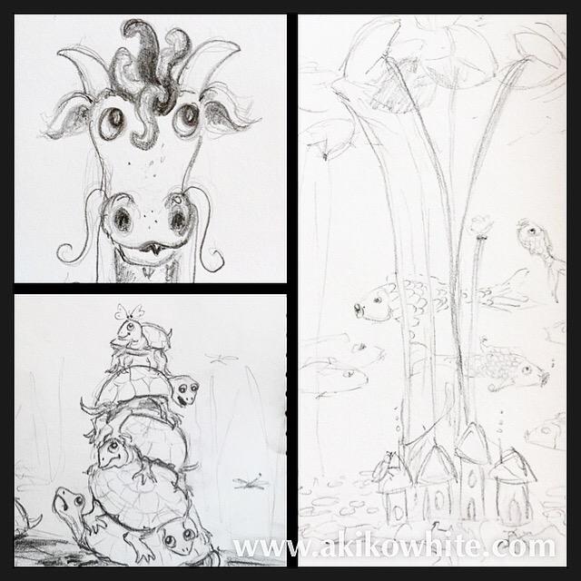 akikowhite's tweet photo. Character Sketches. #WIP #sketches #kidlitart #taleofthedragonfish #cakelustration http://t.co/USzE0Fg4gU