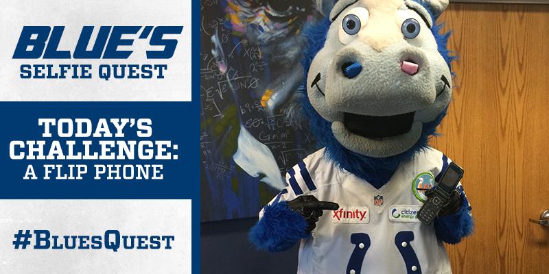 Colts's tweet image. Today's #BluesQuest Selfie Challenge: A flip phone! 

Official Rules: indcolts.co/BluesQuest
