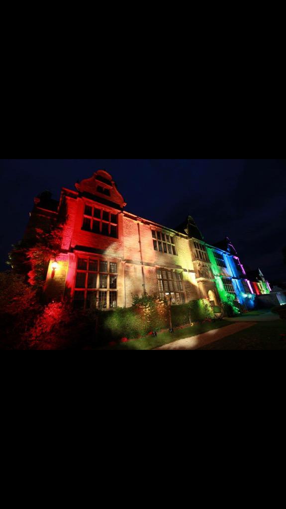 Lovely lighting on the Manor for last week's event <a href="/WinterwellFest/">Winterwell Festival</a>