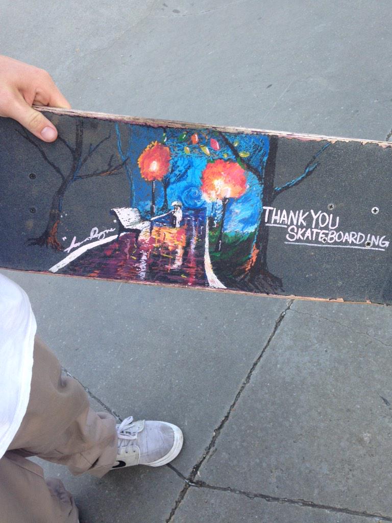 starry night skateboard
