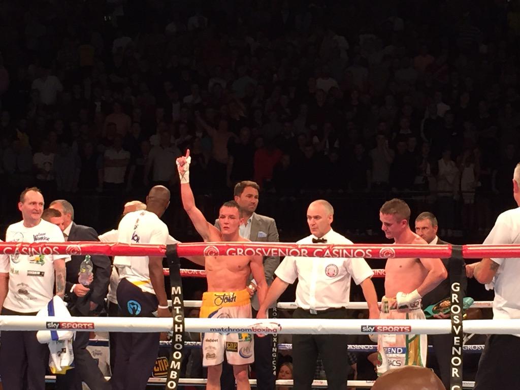 BBCWYS's tweet photo. BREAKING: Josh Warrington beats Joel Brunker to retain this international &amp; commonwealth titles. #lufc http://t.co/LsxP8Z6XFp